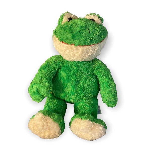 Build A Bear Friendly Frog 16" Plush Green Smiling Stuffed Animal BABW spring - Picture 9 of 9